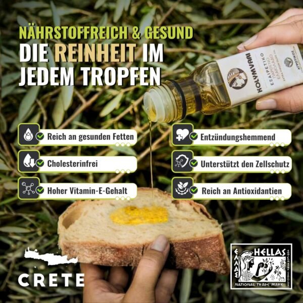 Kolymvari P.D.O. Premium Olivenöl – 5L Kanister – Extra Nativ aus Kreta | 100% Koroneiki Oliven | Kaltextraktion & Handernte | Nährstoffreich und naturrein | Höchste Qualität mit niedrigem Säuregehalt für Gesundheit und Geschmack - Image 2